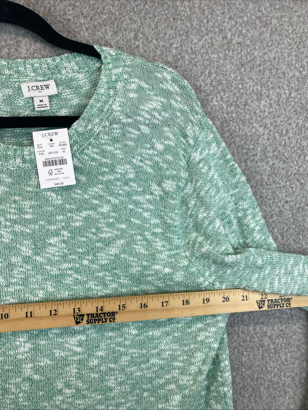 J.Crew Bumpy Knit sweater Women's M Pullover Crewneck Heathered Green Cozy Soft - Picture 3 of 10